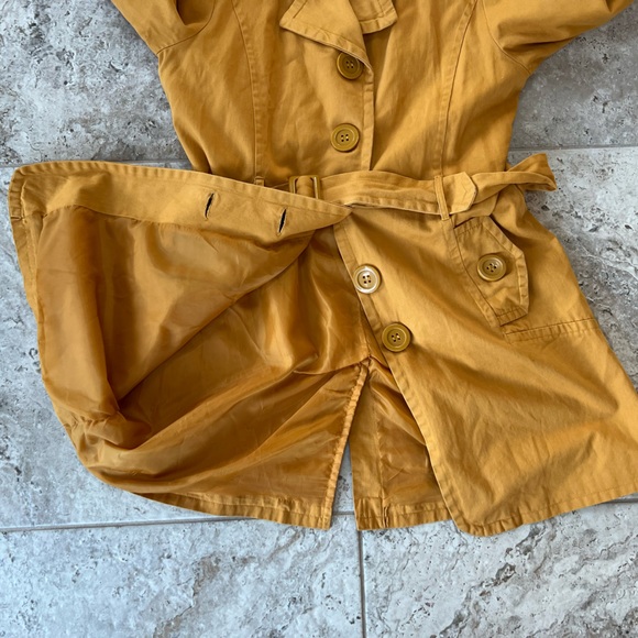 Therapy x Lane Crawford Women's Long 5 Button Belted Pea Coat, Mustard Yellow, L - Picture 11 of 12